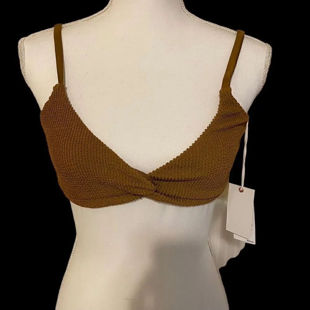 Good American Crinkle Always Fit Twist Bikini Top Size Medium NWT